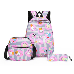 OEM Wholesale Custom Full Printing Ladies School <b>Backpack</b> Set Fashion Students' 3-Piece Polyester Lining Zipper Closure - Product Image 3
