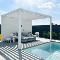 Pergola bioclimatique motorisée en aluminium avec toit à lames orientables, télécommande magique, pour jardin, arches, tonnelles, pergolas