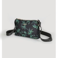Tas Selempang Wanita Motif Daun Bambu Tas Bahu Nilon Ringan Kasual Tas Tangan Persegi Kecil dengan Tali Dapat Disesuaikan