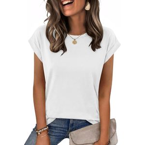 FOXA Womens <b>Cap</b> Sleeve T-Shirt 100% Cotton Jersey Breathable Summer Casual Top For Women - Product Image 1