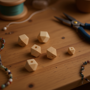 Perline di legno ottagonali ILAN 16 mm naturali per artigianato - Product Image 2