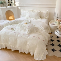 Ensemble de draps de lit 4 pièces en lin brossé épaissi doux pour la peau, taille Queen et King, literie confortable