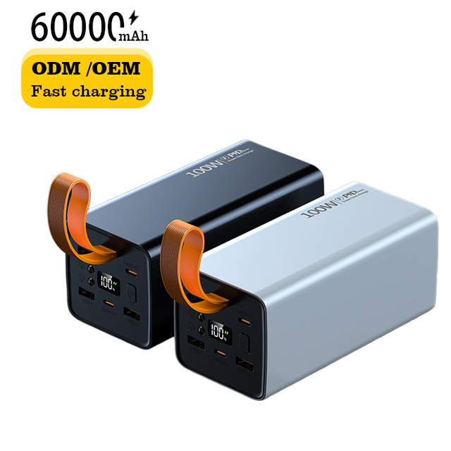 Portable 100W+65W PD+QC Outdoor Laptop Power Bank With Light Large Capacity Super Fast Charging Power Banks 60000mAh for Laptops
