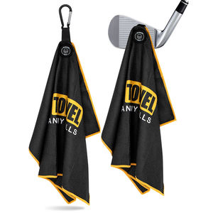 Serviettes de golf en coton personnalisées à faible MOQ avec logo, serviettes de golf en microfibre gaufrée magnétiques avec crochet - Product Image 1
