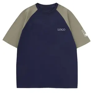 Модная футболка оверсайз с открытыми плечами унисекс 230 Gsm 100% расчесанный хлопок контрастного цвета Футболка с рукавами реглан