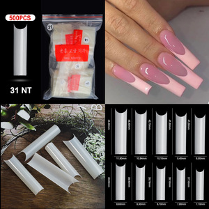 500 autocollants pour ongles de style français, couverture complète ou partielle, accessoires d'art des ongles artificiels, vente en gros - Product Image 1