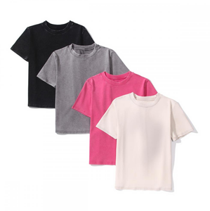 Camiseta Corta de Mujer con Logotipo Personalizado, 100% Algodón, Estilo Vintage, Lavado Negro Desgastado, Precio de Fábrica - Product Image 6