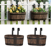 Meilleures ventes : Ensemble rustique de 2 jardinières en bois de sapin carbonisé, pot de fleurs suspendu en forme de baril pour balcon, clôture, jardin