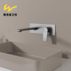 Grifo de Lavabo Empotrado en Pared, Totalmente de Cobre, Doble Estructura, Activación por Elevación, Diseño Minimalista, para Hoteles, Agua Fría y Caliente - Product Image 4