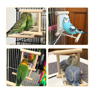 Hangende Papegaai Benodigdheden Vogelkooi Stand Accessoires Hout Vogel Klimmen Speelgoed Spiegel Papegaai Vogel Speelgoed Speelgoed - Product Image 3
