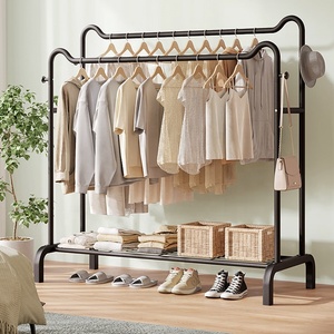 Porte-vêtements à roulettes Porte-vêtements en métal avec roues Porte-vêtements avec étagère inférieure pour accrocher des vêtements Chemises Jeans et manteaux - Product Image 6