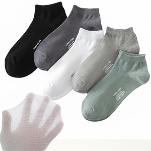 Juncap ถุงเท้าหุ้มข้อผ้าตาข่ายสุดเท่สำหรับผู้ชาย, ถุงเท้าสวมใส่สบายสไตล์นักเรียนฤดูร้อน - Product Image 1