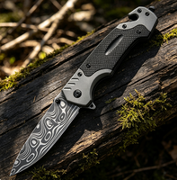 Couteau pliant EDC de camping en acier inoxydable 3cr13 avec revêtement noir, manche en G10 et brise-vitre