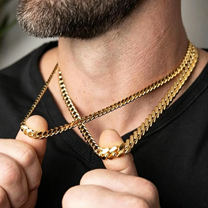 Custom 10K Solid Gold Miami Cuban <b>Chain</b> Necklace Hip Hop Style Bling Bling <b>Iced</b> <b>Out</b> Moissanite Diamonds - Product Image 1