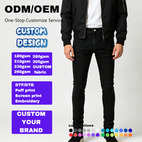 Pantalon en jean noir slim décontracté pour homme, style streetwear classique, vente en gros, style hip-hop avec design extensible élastique, collection printemps