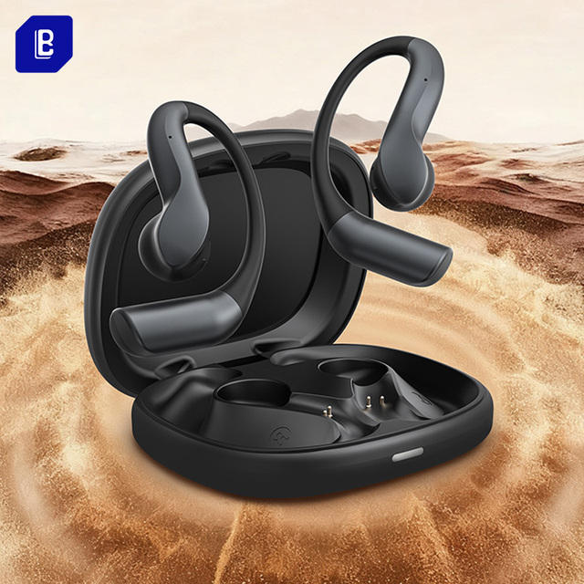 LB Open Ear Air Conduction True Wireless Earbuds OWS Strong Bass Long Playtime Adjustable Earhooks Digital Display for 5.4