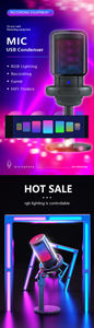 Microphone USB pour <span class=keywords><strong>enregistrement</strong></span> en <span class=keywords><strong>studio</strong></span> Microphone de bureau à lumière RVB bon marché avec filtre Pop Microphone supérieur Podcast Microfono Para PC - Product Image 6