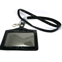 Lot de 100 porte-badges en polyester avec cordon, strass scintillants et sangle à crochet