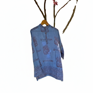 Vestido Túnica Vintage de Rayón con Estampado Floral Paisley, Bordado, Patchwork, Cuello en V, Manga Corta, Estampado de Hare Ram Hare Krishna, para Todas las Temporadas - Product Image 1