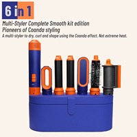 Sèche-cheveux professionnel électrique 6-en-1 de voyage avec diffuseur, fer à boucler, pour volume, cheveux bouclés/ondulés/frisés, usage domestique et extérieur, ionique