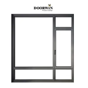 Doorwin德国新建筑黑色铝倾斜和旋转平开窗三层玻璃浴室窗户