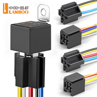 LANBOO 12V/24V DC 30A 40A 80A 4 Pin 5 Pin Besi/Plastik/Tanpa Pelapis dengan Perlindungan Sekring Relay Mobil Universal untuk Kelistrikan Otomotif