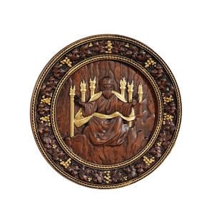 Relieve Redondo de Madera de Dios Todopoderoso, Arte Cristiano para Pared que Representa a Dios Padre en el Trono, para Iglesia, Capilla y Decoración del Hogar - Product Image 2