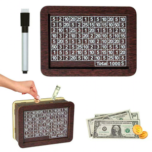 Hucha <span class=keywords><strong>de</strong></span> madera reutilizable con objetivo <span class=keywords><strong>de</strong></span> <span class=keywords><strong>ahorro</strong></span> y números, desafío <span class=keywords><strong>de</strong></span> <span class=keywords><strong>caja</strong></span> <span class=keywords><strong>de</strong></span> dinero <span class=keywords><strong>de</strong></span> 1000/10000 USD y euros para niños y adultos, regalo - Product Image 2