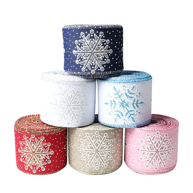 ブル～リボン ZX-018 Snowflake Wired Blue Christmas Ribbon for Christmas