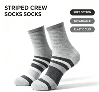 Chaussettes mi-mollet décontractées en coton doux rayées pour hommes, respirantes, avec bord élastique, plusieurs couleurs disponibles, pour usage quotidien