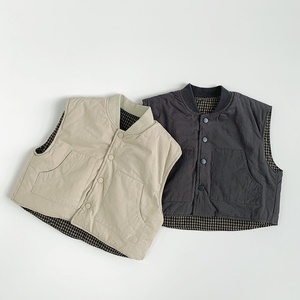 Nouvelle collection hiver : Gilet réversible épais pour enfants, garçons et filles, motif écossais, sous-vêtement chaud, vêtements élégants pour enfants - Product Image 2