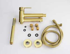 Or brossé chaud froid <span class=keywords><strong>pivotant</strong></span> mural <span class=keywords><strong>baignoire</strong></span> robinet haute qualité cuivre laiton salle <span class=keywords><strong>de</strong></span> bain contemporain céramique pluie 3.3kgs - Product Image 3