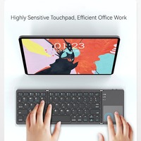 Keyboard Mekanik Ultra Tipis Tri-Fold BT dengan Touchpad untuk iPad Pro Air Mini Laptop Nirkabel Isi Ulang Portabel untuk Kantor dan Perjalanan