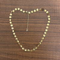 Collar de Cadena de Discos Hecho a Mano de Acero Inoxidable de Una Sola Hebra, Resistente a la Decoloración, Chapado en Oro de 18K, Delicado