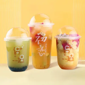 Aanpassen U-Vormige Plastic Bekers 500Ml 700Ml 16Oz Pp U Vorm Bubble Tea Koude Boba Cup Koffie