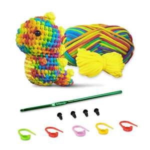 Kit de <span class=keywords><strong>crochet</strong></span> de dinosaure coloré complet pour débutants - Ensemble de bricolage tout-en-un avec fil, <span class=keywords><strong>crochet</strong></span>, yeux et guide étape par étape - Product Image 5