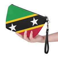 Pochette de maquillage en similicuir PU avec drapeau national personnalisé de Sainte-Kitts-et-Névis pour les voyages interurbains, le rangement de produits de beauté et les articles en vrac