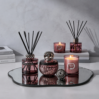 Ensemble diffuseur de parfum d'ambiance C&H en verre ambré avec bâtonnets et bougie