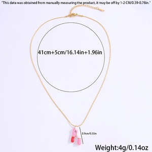 Collar con colgante de letra de burbuja chapado en oro de 18 quilates, collar con abalorio inicial de esmalte rosa, collar de acero inoxidable, regalo de San Valentín - Product Image 3