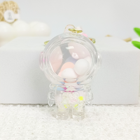 Porte-clés créatif en forme de diamant avec liquide flottant, paillettes acryliques et motif animal de dessin animé, idéal pour cadeaux promotionnels, sacs et voitures