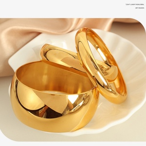 Waterproof Women's Jewelry Stainless Steel Metal Texture <b>Couple</b> <b>Bracelet</b> Large Glazed Exaggerated Fashion Bangle - Product Image 6