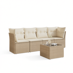 ชุดโซฟาหวายสำหรับสวน 4 ที่นั่ง เฟอร์นิเจอร์กลางแจ้ง ดีไซน์ทันสมัย ทนทาน - Product Image 1