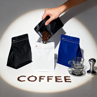 Sacs d'emballage personnalisés en gros pour café et lait, de qualité alimentaire, à fond plat, avec fermeture éclair et valve, capacité personnalisable