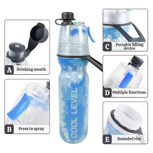 Vaso deportivo botella de agua con niebla de aerosol portátil aislado a prueba de fugas botellas de bebida mantener la taza de agua fría para Fitness al aire libre - Product Image 2