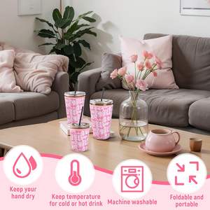 Fundas Reutilizables Personalizadas con Lazo para Vasos de Café Helado, Funda de Neopreno Rosa con Lazo para Café, Portavasos Aislante de Neopreno - Product Image 5