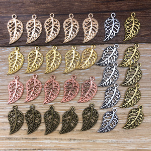 จี้รูปใบไม้ โลหะผสมสังกะสี ลายใบไม้โปร่ง สำหรับทำเครื่องประดับ DIY  ตกแต่งด้วยสีเงินโบราณ ทอง โรสโกลด์ และสีบรอนซ์ - Product Image 1