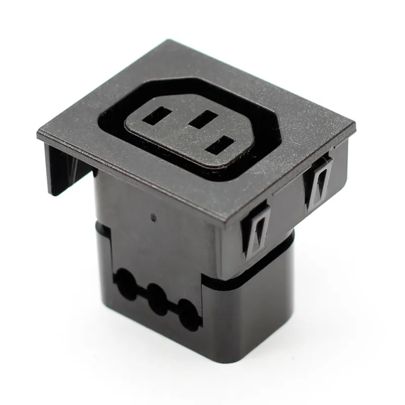 Pierce type 15A 10A IEC 320 C13 panel mount female connector locking Snap in power socket for PDU