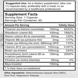 2025 OEM Super B Complex Cápsula Vitamina B1 B2 B6 B12 Suplemento de ácido fólico para hombres y mujeres Venta directa de fábrica - Product Image 2