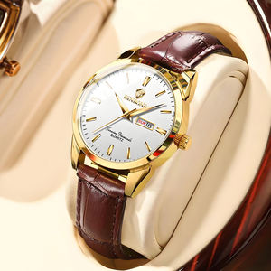 นาฬิกาควอตซ์แฟชั่นธุรกิจ Binbond 2238 สำหรับผู้หญิงและผู้ชาย ปฏิทินคู่ กันน้ำ สายหนัง นาฬิกาข้อมือคู่รัก - Product Image 1