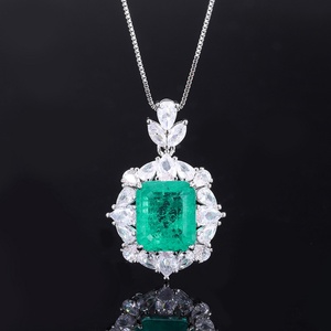 Fashion Eco-friendly Brass Bridal Necklace and <b>Rings</b> <b>Set</b> 12*14MM Green Zircon Handmade Jewelry <b>Sets</b> for <b>Women</b> - Product Image 4